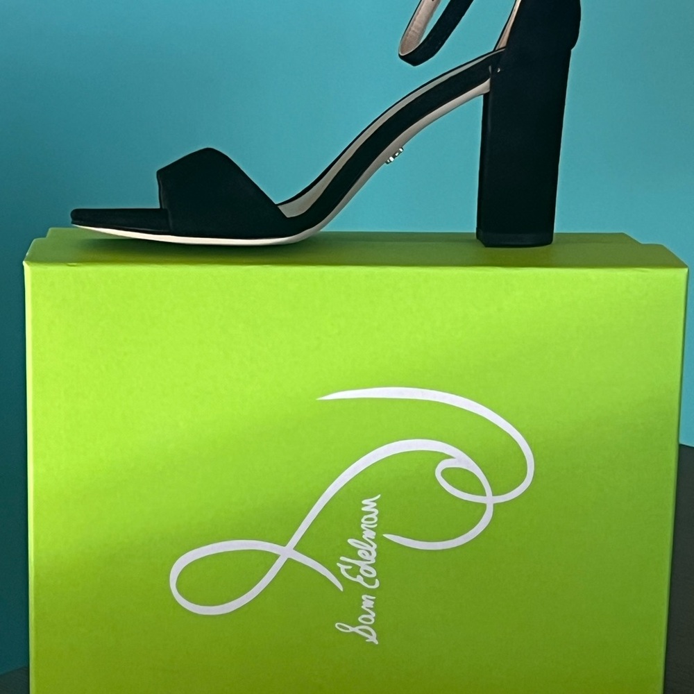 Sam Edelman “Robyn” Black Suede Block Heel Sandals